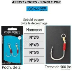 ASSIST HOOKS SINGLE POP EXPLORER TACKLE 5/0