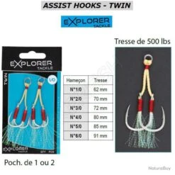 ASSIST HOOKS TWIN EXPLORER TACKLE 2/0