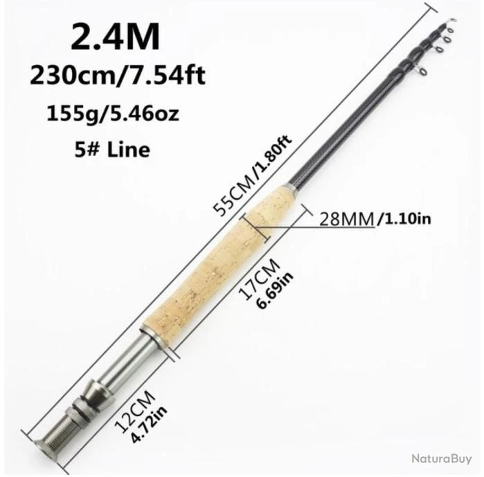 Canne à Mouche Téléscopique, 2.40m .......Livraison Offerte 3 Canne à Mouche Téléscopique, 2.40m .......Livraison Offerte