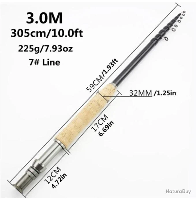 Canne à Mouche Télescopique 3.00m .......Livraison Offerte 3 Canne à Mouche Télescopique 3.00m .......Livraison Offerte