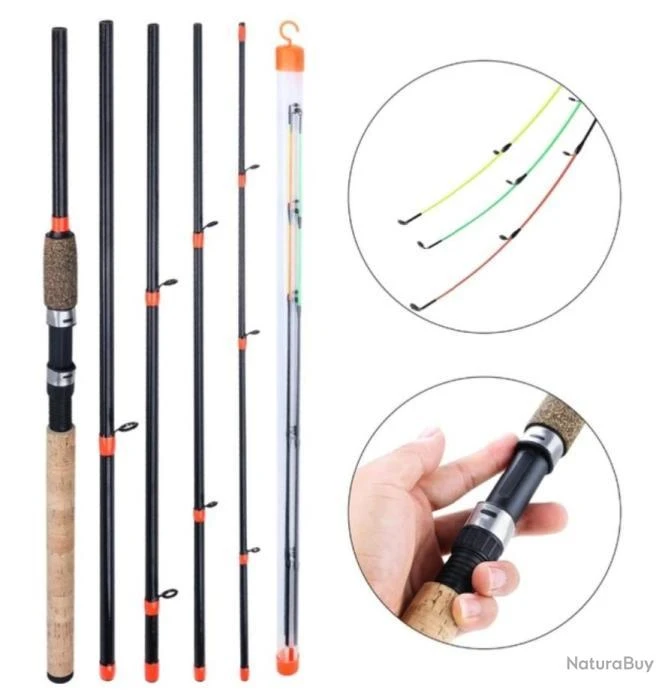 Canne à Pêche Spinning Ultra-légère En Carbone, 6 Sections, 3m 3 Canne à Pêche Spinning Ultra-légère En Carbone, 6 Sections, 3m