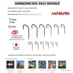HAMEÇONS SIMPLES NICKELÉ MARUTO 8 100