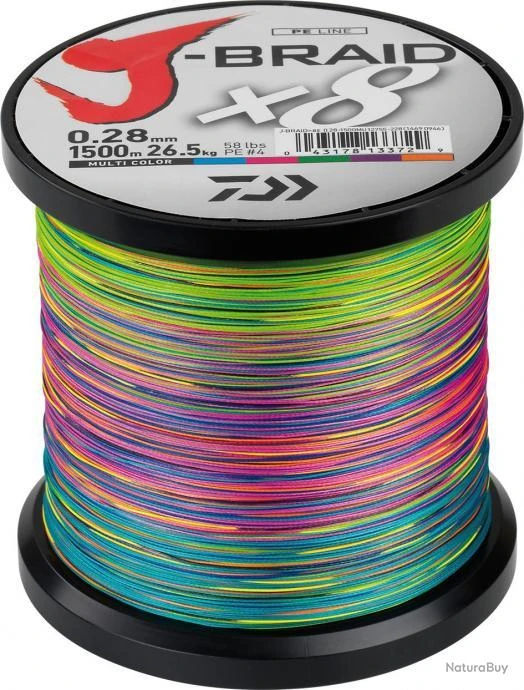 J-Braid X 8 1500 M Multicolore Daiwa Ø 0.20 Mm / PE 2.0 / 13.0 Kg / 29.0 Lbs 3 J-Braid X 8 1500 M Multicolore Daiwa Ø 0.20 Mm / PE 2.0 / 13.0 Kg / 29.0 Lbs