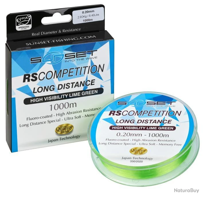 SUNSET Nylon Rs Competition Long Distance Hi-Visibility Lime Green 0,25Mm 1000M 20/100-2,9KG 3 SUNSET Nylon Rs Competition Long Distance Hi-Visibility Lime Green 0,25Mm 1000M 20/100-2,9KG