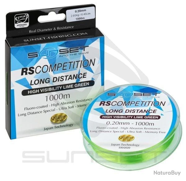 Nylons Sunset RS Compétition - Long Distance Hi-Visibility Lime Green - 1000 M - 0.16 Mm / 1.46 Kg 3 Nylons Sunset RS Compétition - Long Distance Hi-Visibility Lime Green - 1000 M - 0.16 Mm / 1.46 Kg