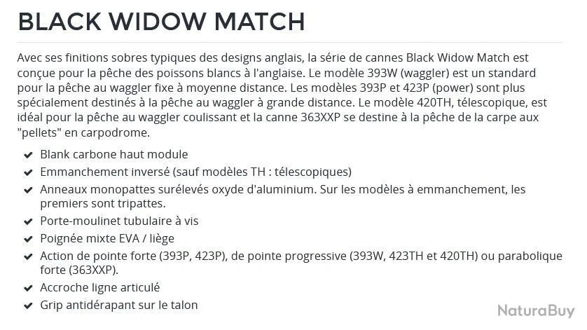 Black Widow Match 3.60 M 10-40 G 363 XXP Carpodrome Canne Anglaise Daiwa 4 Black Widow Match 3.60 M 10-40 G 363 XXP Carpodrome Canne Anglaise Daiwa – Image 2