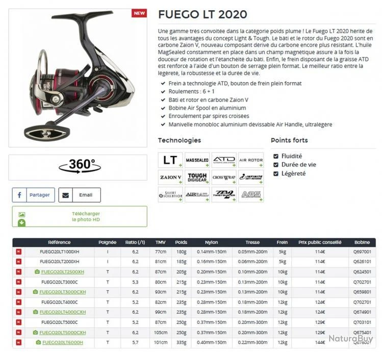 Fuego LT 2020 6000 H Moulinet Spinning Daiwa 4 Fuego LT 2020 6000 H Moulinet Spinning Daiwa – Image 2