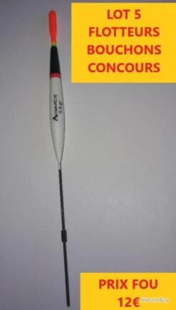 LOT 5 FLOTTEURS BOUCHONS CONCOURS Embout Rouge AUTAIN 0.30 GR L 12 CMS LOT 16