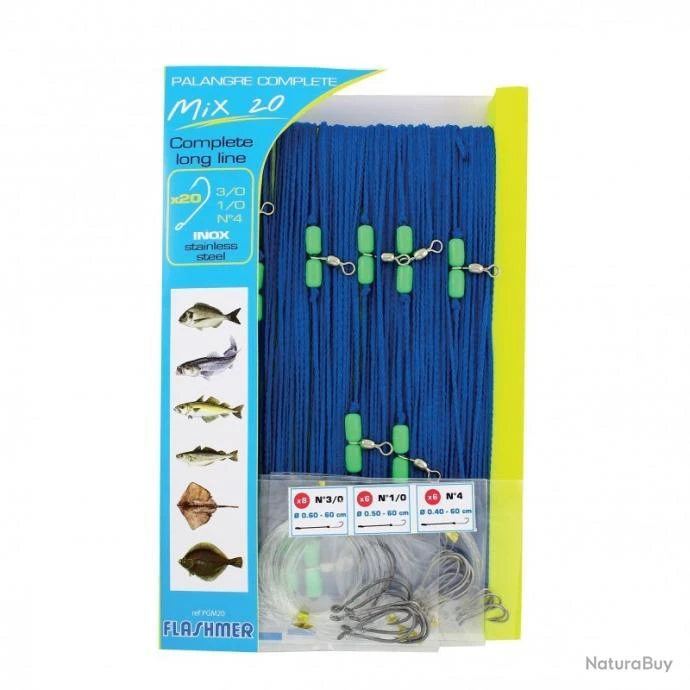 Palangre Flashmer Mix 50 M - 20 Hamecons Assortis 4 Palangre Flashmer Mix 50 M - 20 Hamecons Assortis – Image 2