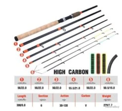 Canne à Pêche Spinning Ultra-légère En Carbone, 6 Sections, 3m 13 Canne à Pêche Spinning Ultra-légère En Carbone, 6 Sections, 3m -Daiwaori Magasin 00003 Canne a peche Spinning ultra legere en carbone 6 sections 3m