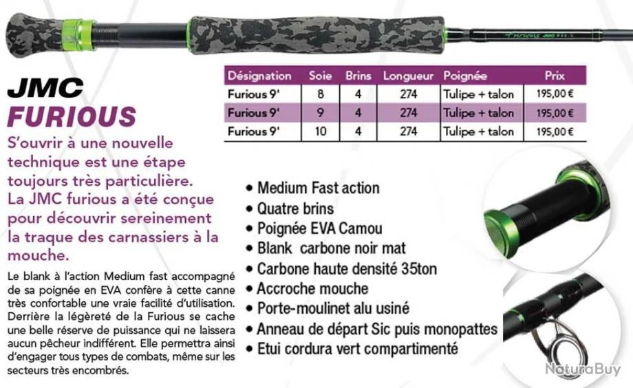 JMC Furious Fly 9' Soie 10 4 Brins Canne Carnassier Mer JMC 5 JMC Furious Fly 9' Soie 10 4 Brins Canne Carnassier Mer JMC – Image 3