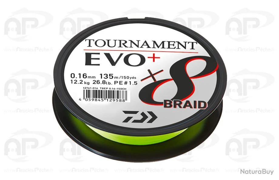 Tresse Daiwa Tournament 8 Braid Evo + Multicolore 0.26mm 300 M 19,80 Kg #3 3 Tresse Daiwa Tournament 8 Braid Evo + Multicolore 0.26mm 300 M 19,80 Kg #3