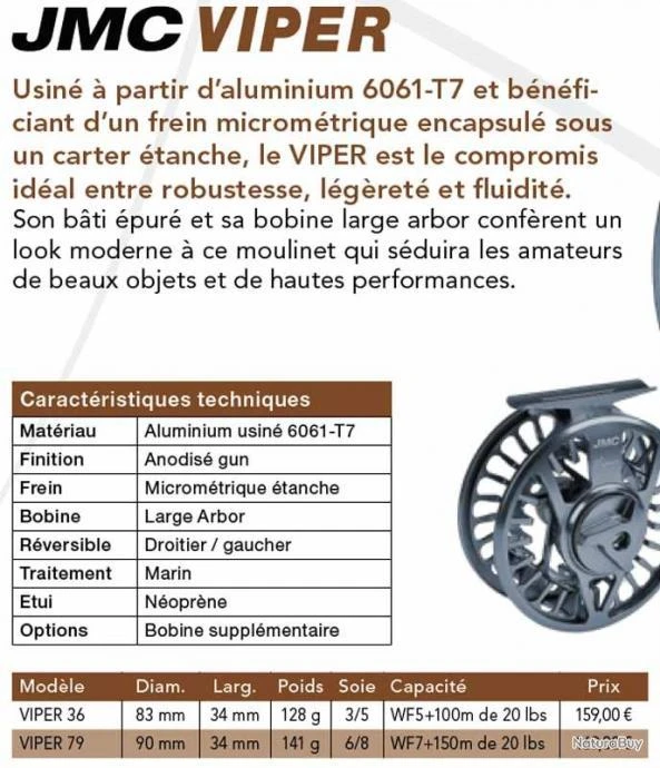 Viper 36 Soie 3/5 Moulinet Mouche JMC 5 Viper 36 Soie 3/5 Moulinet Mouche JMC – Image 3